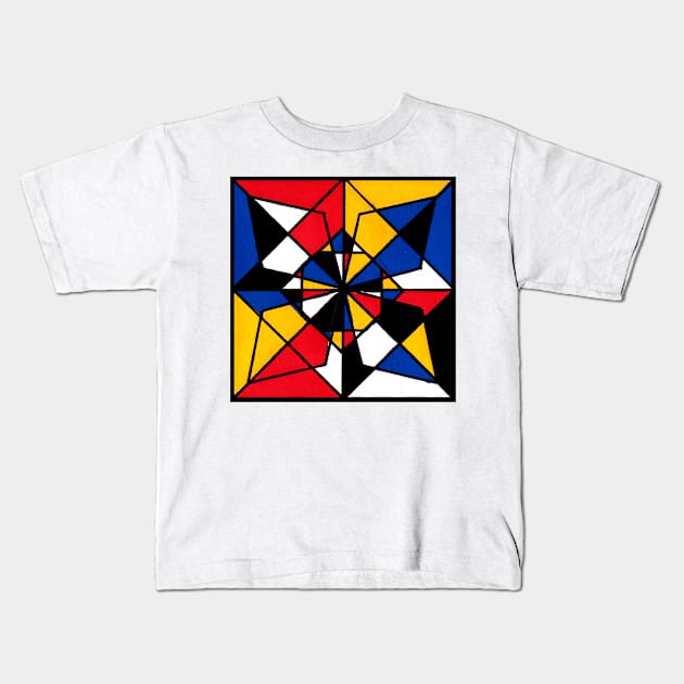 Mondrian Inspired Geometric Abstract Acrylic Painting XVI Kids T-Shirt by abstractartalex